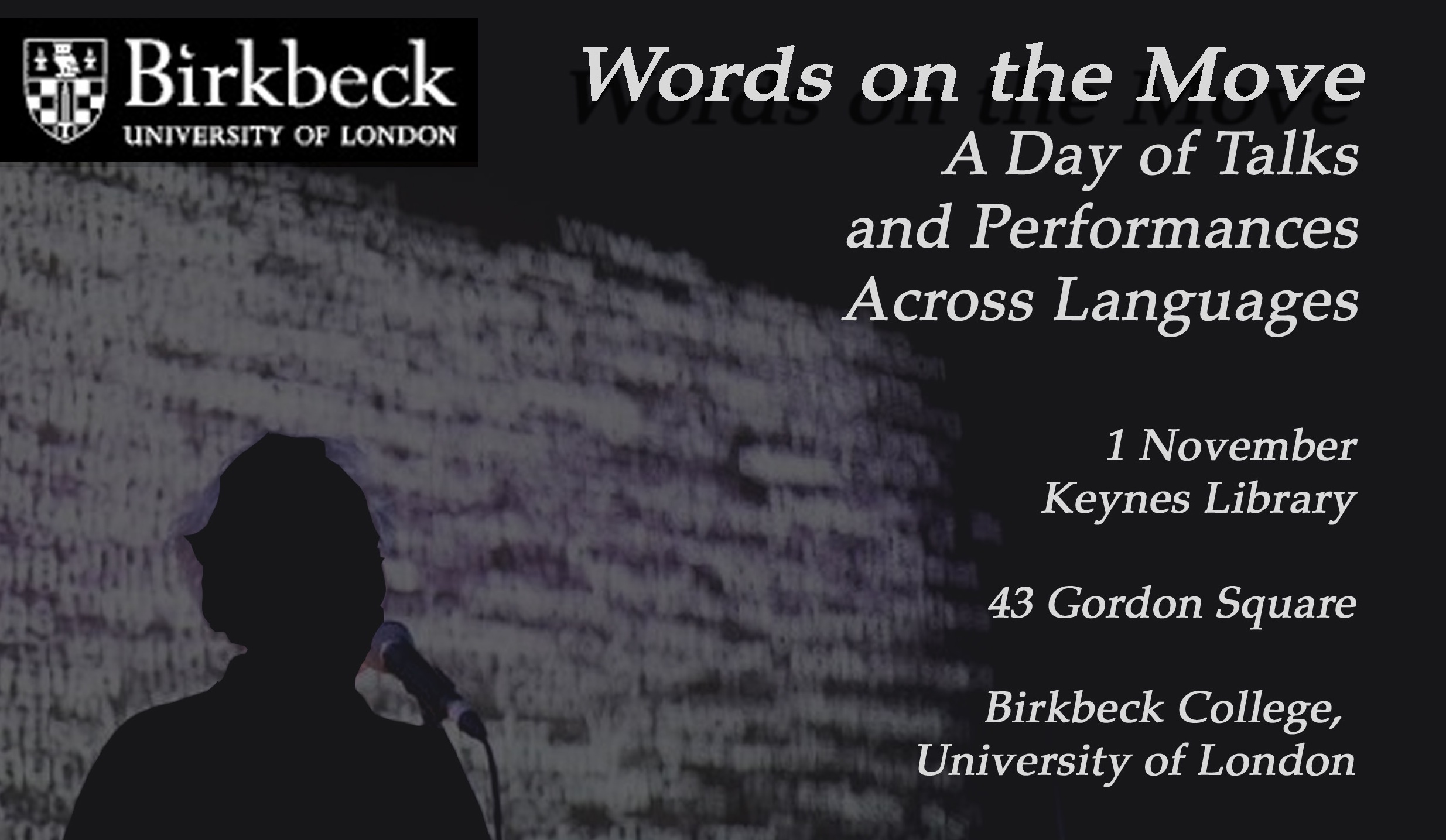 Words on the Move: A Day of Talks and Performances across Languages