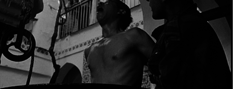 A scene depicting 'waterboarding' in the film Battle of Algiers (dir. Gillo Pontecorvo, 1966)
