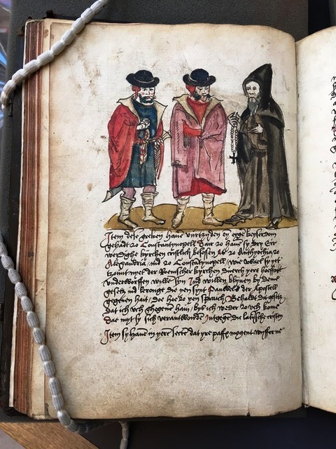 Image 3: Greeks in the pilgrimage account of Arnold von Harff. Source: Oxford, Bodleian Libraries, MS Bodl. 972, f. 53v. Photo: Mary Boyle, courtesy Bodleian Libraries.
