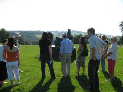 Cameron Cartiere leads a walking lecture at Yorkshire Sculpture Park, West Bretton, England